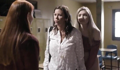 Lesbian schoolgirls and MILF teacher having sex in the classroom