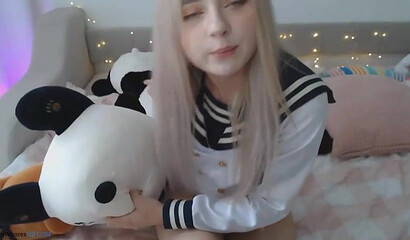Barely legal blonde teen teasing and playing with her pussy on webcam