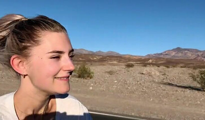 Petite amateur blonde teen sucking and riding dick in a car