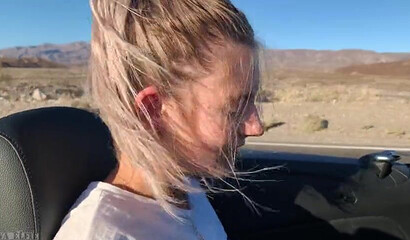 Petite amateur blonde teen sucking and riding dick in a car