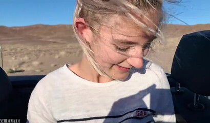 Petite amateur blonde teen sucking and riding dick in a car