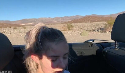 Petite amateur blonde teen sucking and riding dick in a car