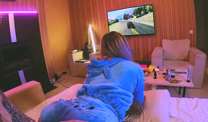 Petite teen plays video games and gets anal fucked by her BF