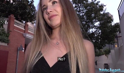 Beautiful blonde teen Mary Rock takes money and rides big dick