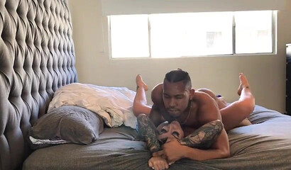 Superb tattooed babe Karma Rx riding a big black dick