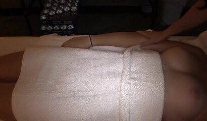 Hot babe gets fingered by lesbian masseur in homemade action