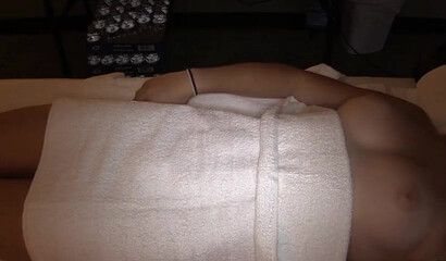 Hot babe gets fingered by lesbian masseur in homemade action