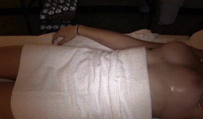 Hot babe gets fingered by lesbian masseur in homemade action