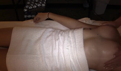 Hot babe gets fingered by lesbian masseur in homemade action