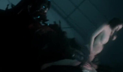 Hentai horror game parody with a monster dicks in gangbang