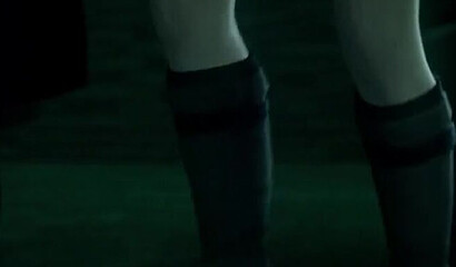 Hentai horror game parody with a monster dicks in gangbang