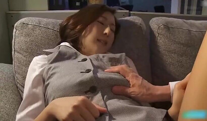 Japanese MILF with perfect big tits gets roughly fucked and creampied