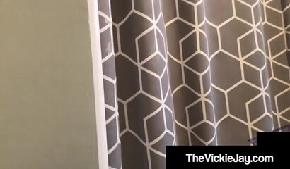 Vickie Jay shows her huge breasts and superb big ass in solo action