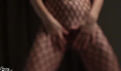 Amateur blonde in body fishnets gets fucked in doggystyle pose