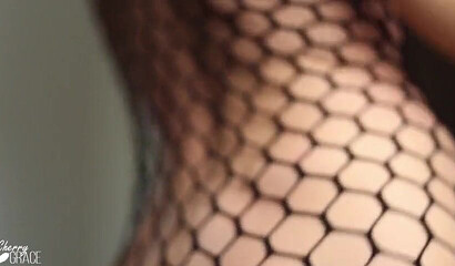 Amateur blonde in body fishnets gets fucked in doggystyle pose