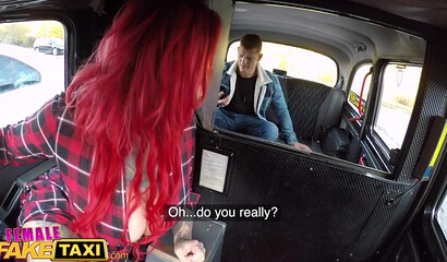 Chubby cab driver with huge boobs Sabien Demonia fucks a lucky dude