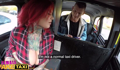 Chubby cab driver with huge boobs Sabien Demonia fucks a lucky dude