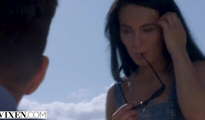 Threesome on the public beach with Alexis Crystal and Lexi Dona