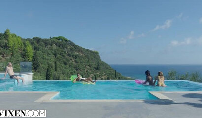 Threesome on the public beach with Alexis Crystal and Lexi Dona