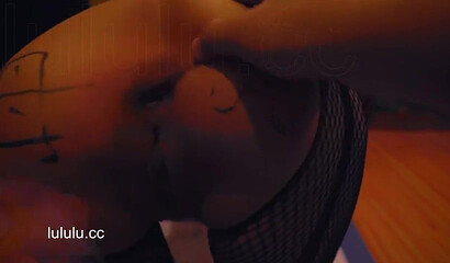 Chinese slut gets her asshole filled with glow sticks