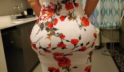 Brunette bitch with huge juggs and enormous ass teases and gets rammed in hotel