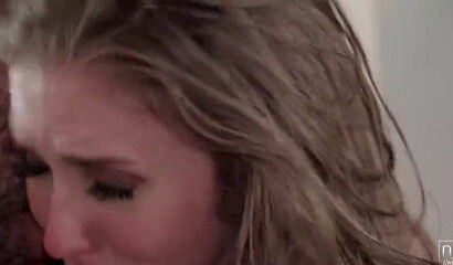 Adorable babe with natural titties Lena Paul rides cock in the kitchen