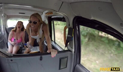 Hot tattooed MILF Antonia Deona and sexy redhead Princess Paris share cock outdoors