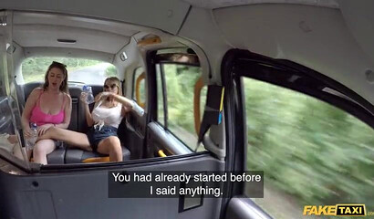 Hot tattooed MILF Antonia Deona and sexy redhead Princess Paris share cock outdoors