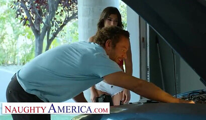 Naughty girl in seductive lingerie Brooklyn Gray gets her vagina filled with sausage