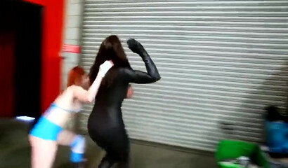 Horny lesbians wrestle and have amazing lesbian sex in a ring