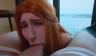 Skinny redhead with tiny tits gets rammed by he tinder date