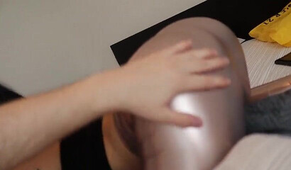 Big titted babe with pierced nipples gets fucked through her leggings