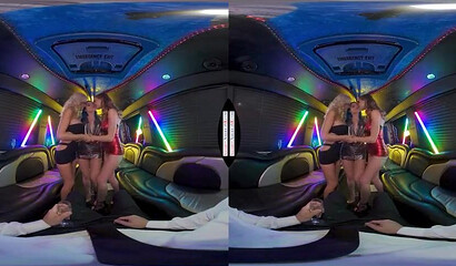 VR fuck with gorgeous busty blonde brunette and blue haired bitches