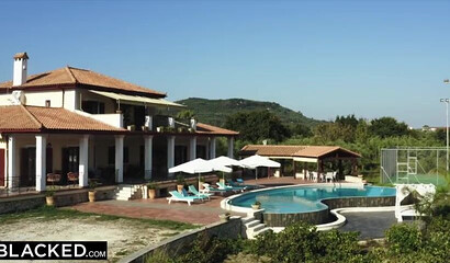 Hot black haired babe with tiny tits Ariana Marie gets blacked by two guys