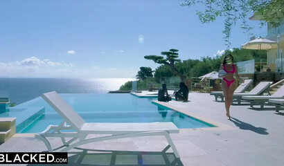 Hot black haired babe with tiny tits Ariana Marie gets blacked by two guys