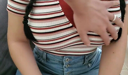 Cheating slut with monster breasts rides stiff boner on a bed