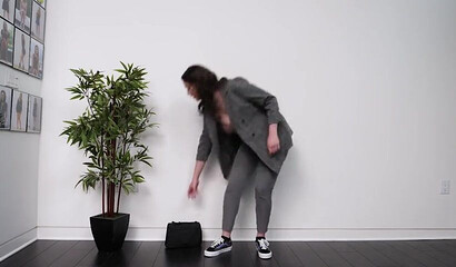 Busty teen with big ass strips and spreads legs for big shaft