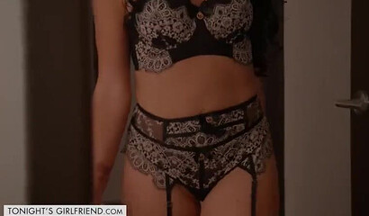 Black hared wife with natural tits and big ass Texas Patti gives her clam in a hotel room