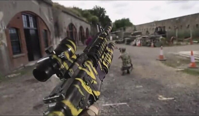 Bombastic pornstars with amazing curves share stiff prick in military base