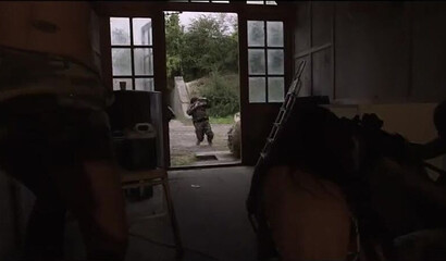 Bombastic pornstars with amazing curves share stiff prick in military base