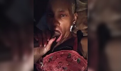 Horny ebony slut with blonde hair sucks and fucks big rod