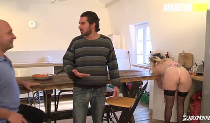 Blonde wife Fabrice Triple X enjoys two dicks in amazing DP threeway