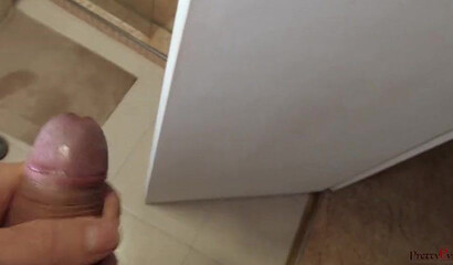 Slutty sister with nice ass kneels and gives phenomenal blowjob in shower