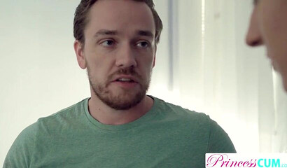 Skinny sister with shaved cunt Dana Wolf spreads legs for stiff boner