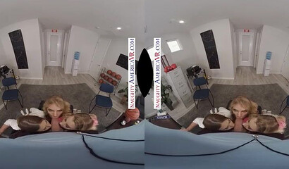 VR fuck with stunning pornstars Marie McCray, Rachael Cavalli and Riley Star