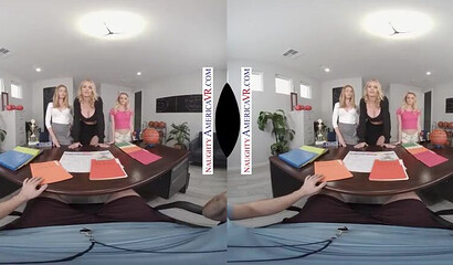 VR fuck with stunning pornstars Marie McCray, Rachael Cavalli and Riley Star