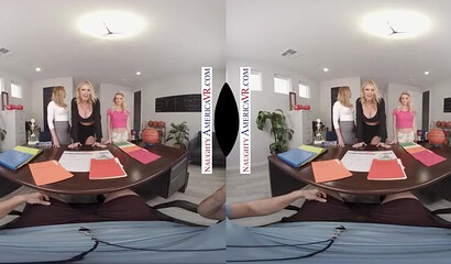 VR fuck with stunning pornstars Marie McCray, Rachael Cavalli and Riley Star