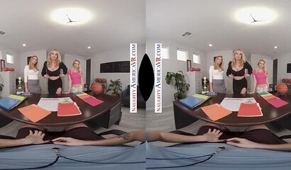 VR fuck with stunning pornstars Marie McCray, Rachael Cavalli and Riley Star