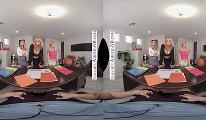 VR fuck with stunning pornstars Marie McCray, Rachael Cavalli and Riley Star
