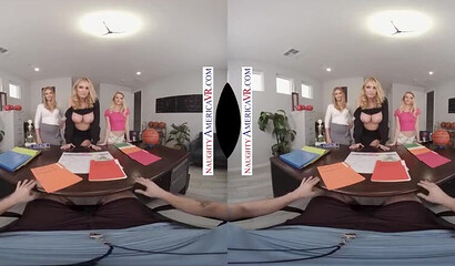 VR fuck with stunning pornstars Marie McCray, Rachael Cavalli and Riley Star